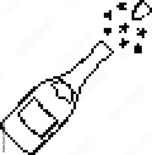 Champagne 8-bit pixel icon. Vector illustration.