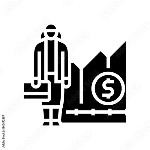 feminist economics glyph icon vector illustration