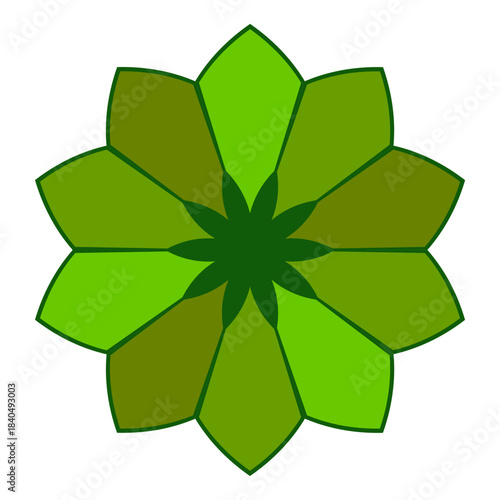 Abstract green flower. Geometric batany leaf icon
