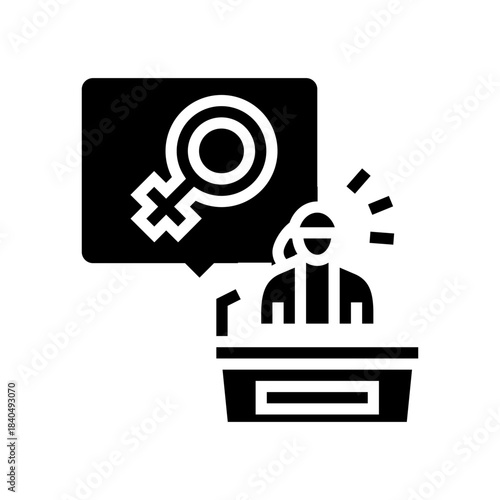 political feminism glyph icon vector illustration