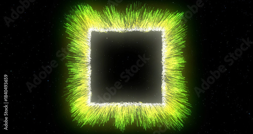 Fototapeta Growth of an abstract lines, black frame glow