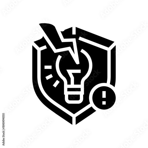 intellectual property protection glyph icon vector illustration