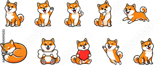 Collection of Cute Shiba Inu Dog Poses and Gestures
