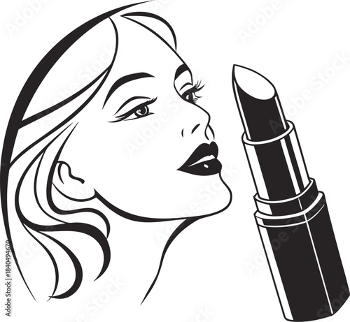 woman applying lipstick