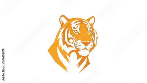 Majestic Tiger Head Illustration with Striking Orange Hues.