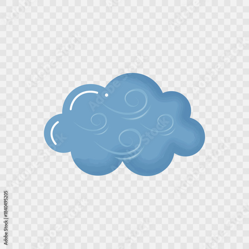 Cute  cartoon weather icon  with watercolour texture isolated on transparent background. Weather watercolor emblem. Windy. Sign, symbol, sticker, icon, logo, element.Vector illustration.