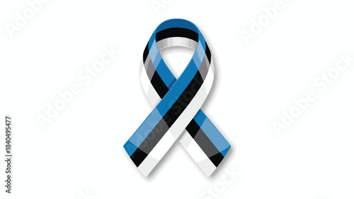 Estonian flag ribbon with shadow effect on a white background symbol national