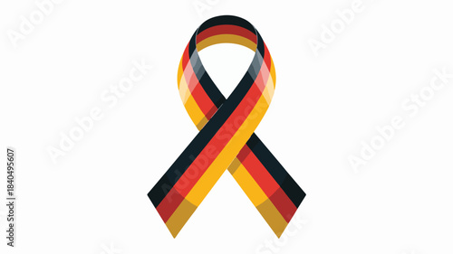 German Flag Colors Ribbon Isolated on White Background Keywords: ribbon, awareness ribbon, German flag, Germany, black, red, yellow, symbol, support, solidarity, cause