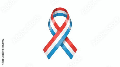 Luxembourg flag ribbon symbol with shadow on white background awareness