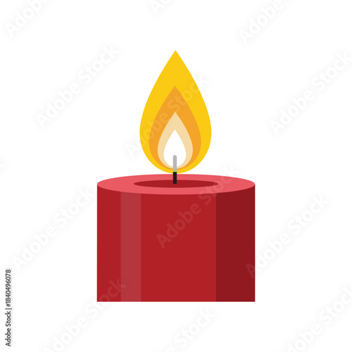 Simple Burning Red Pillar Candle
