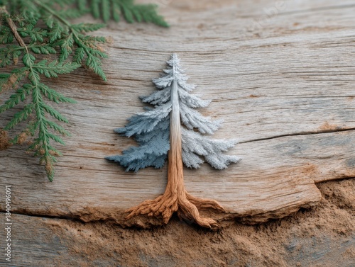 Winter's Transition: Two-Tone Christmas Tree Art on Weathered Wood