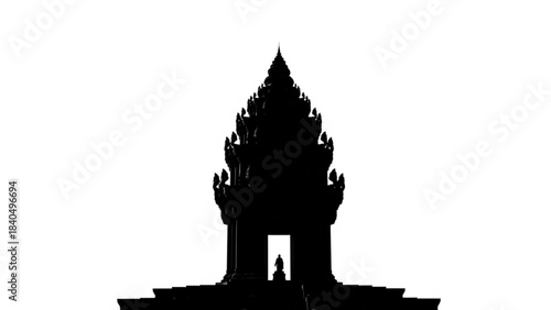 Silhouette of the Statue of Liberty and Virgin Mary with city skyline