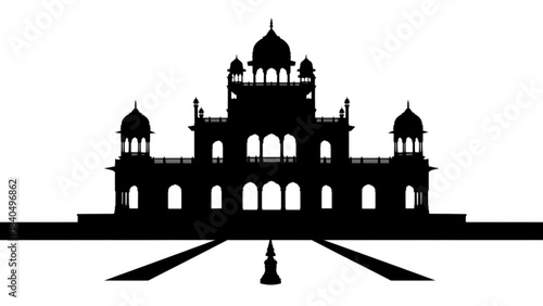 Silhouetted Silhouette of a historical building: The image showcases a beautiful historical building. A monument which offers a silhouette in solid black. A symbol of architectural heritage.