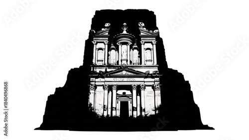 Petra's Treasury: An awe-inspiring view of Petra's Treasury, carved into sandstone cliffs, exudes historical splendor and architectural brilliance.