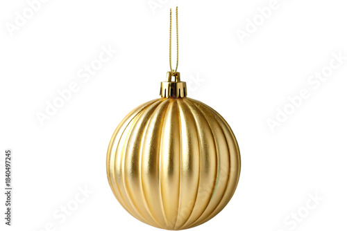 Elegant Matte Gold Christmas Bauble with Glitter Filigree Design isolated on white background.   Gold Bauble illustration on white 