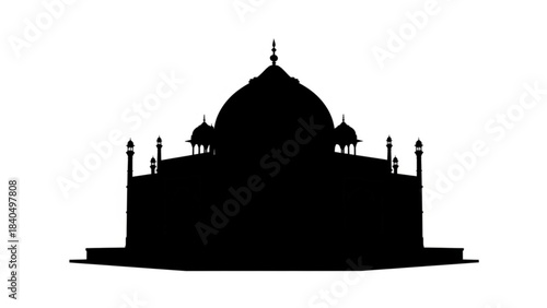 Taj Mahal Silhouette: A timeless depiction of the iconic Taj Mahal, captured in a stark silhouette, emphasizing its majestic architecture against a bright backdrop.