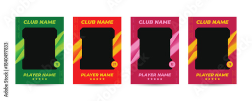 Set of player trading card template, Photo frame and border collection for soccer, hockey, volleyball, and basketball players, Sport flyer layout design, Template eps 10.