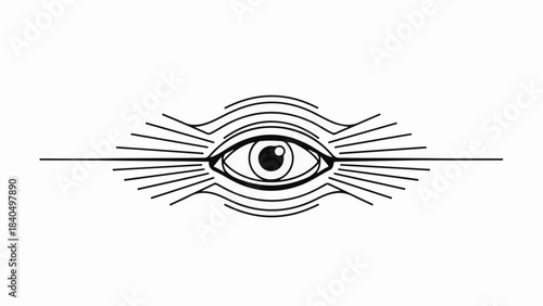 Mysterious eye symbol radiating light and observing with intense focus.