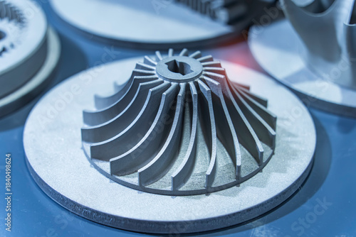 Canvastavla Aircraft turbine wheel printed on metal 3d printer.
