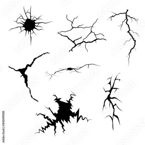 Simple cracked icon symbolizing damage, breakage, fracture, vulnerability, warning, risk, and caution