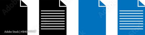 Black and blue document icons with lines and folded corners
