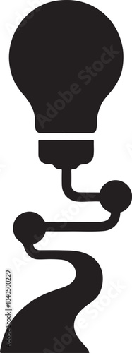 Strategic planning icon showing a lightbulb fused with a smooth roadmap line, bold and clean.