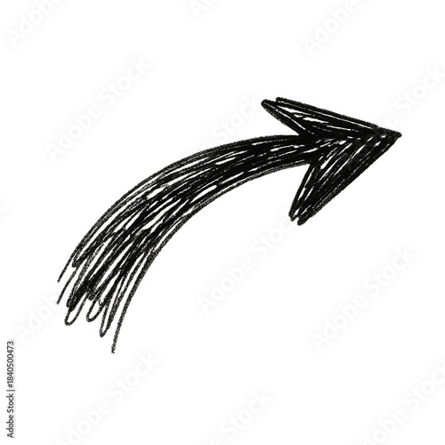 Hand-Drawn Black Arrow Pointing Upwards, Sketch Doodle Style
