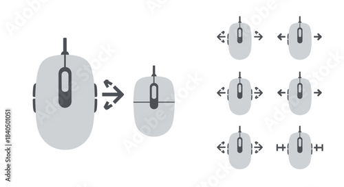 Minimalist Computer Mouse Icons Showing Resizing and Scaling Interface Elements.
