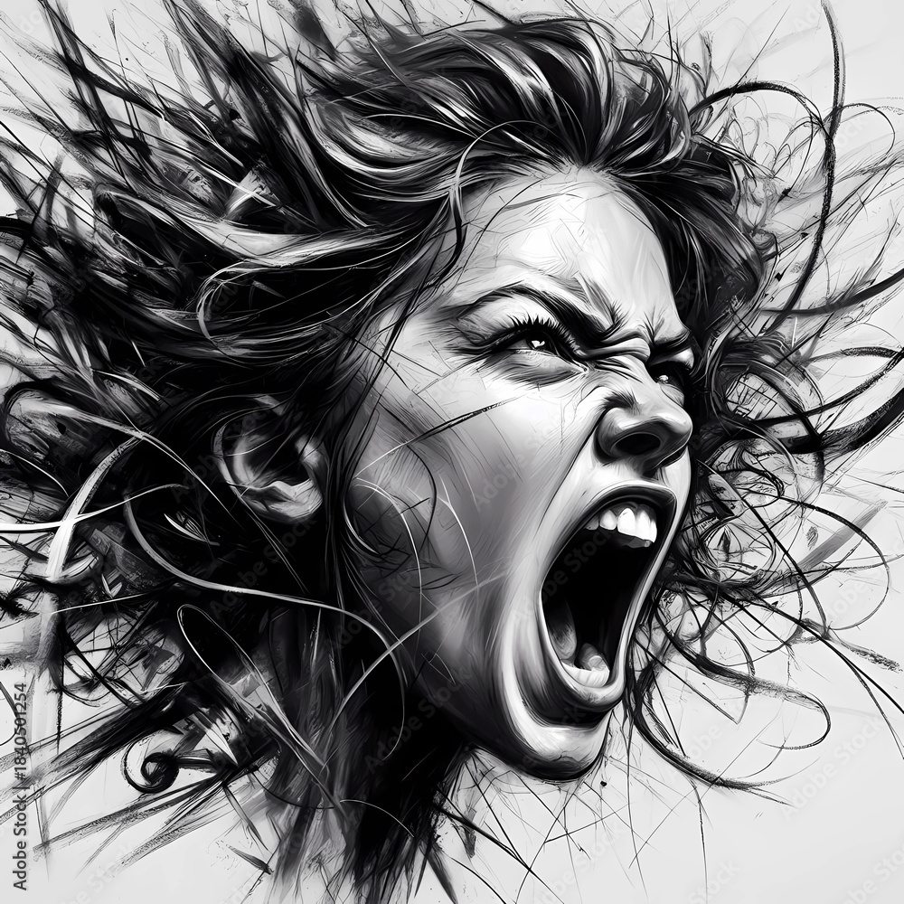 Fototapeta premium enraged and fuming woman