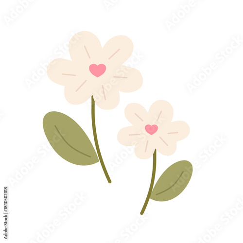 Cute Flowers Decorative in Hand-Drawn Style for Romantic Stationery