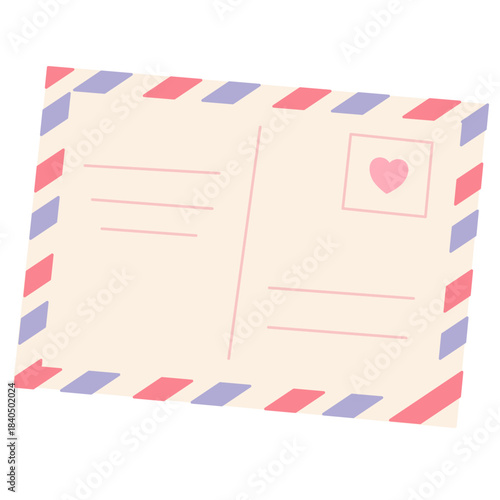 Airmail-Style Postcard in Hand-Drawn Illustration for Retro Mail Themes