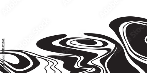 Abstract Black and White Swirls and Waves Pattern.
