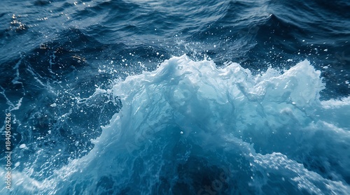 Fototapeta Naklejka Na Ścianę i Meble -  Close up of a crashing ocean wave with white foam and spray