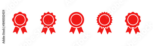 Red award badge icon set