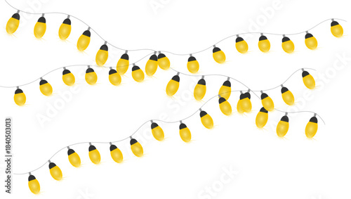 Christmas lights with glowing bulbs for holiday cards