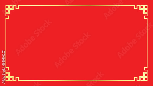 Traditional Chinese New Year golden frame decorative vector. ฺcircle square rectangle border element on red background. For websites, covers, posters, wallpapers, presentations, infographic.