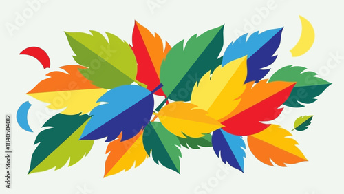 Colorful Autumn Leaves: A vibrant cluster of autumn leaves bursts with a kaleidoscope of warm colors, symbolizing the beauty of fall and the changing seasons.