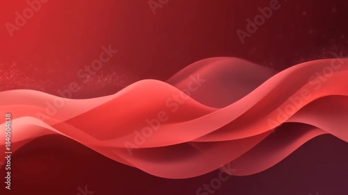 Red abstract floral background with romantic rose-like waves