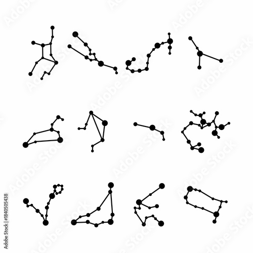 Zodiac Constellations Grid Flat Image