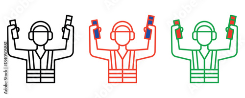 Professional Service in Airport Thin Line Vector. Contour symbol representing Safety Flight, Aviation, and Airport Occupation. Vector isolated outline drawing with an editable stroke.