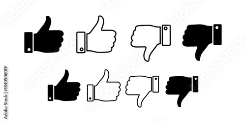 Social Media Like and Dislike Icon Set: Thumbs Up & Down Vector