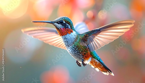 Wallpaper Mural Hummingbird in flight with colorful bokeh background. Torontodigital.ca