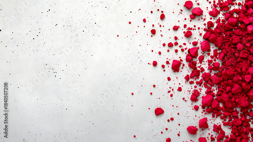 Background texture valentine rose petal scattered on white concrete surface creating romantic scene with soft shadow and vivid color contrast evoking gentle passion and delicate mood