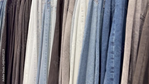 choosing clothes in a shopping mall. clothes hangers