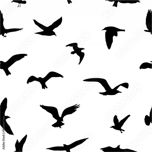 Seamless pattern of flying bi...