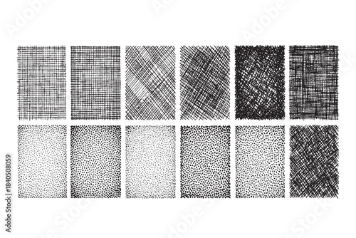 Hand-Drawn Crosshatch and Halftone Texture Set