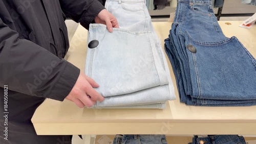 choosing clothes in a shopping mall. clothes hangers