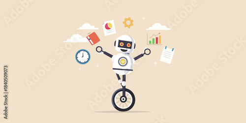 A balancing robot managing tasks time and data with digital elements