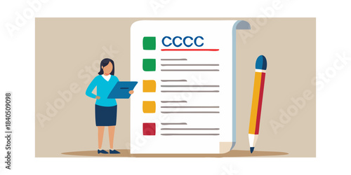 Woman reviewing a checklist with a pen and tablet planning tasks