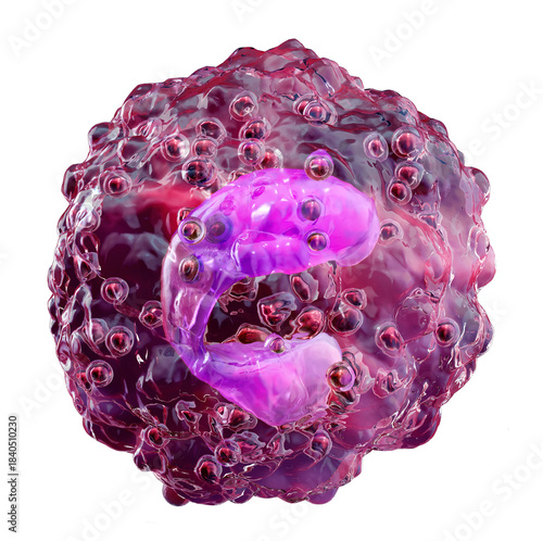 Фотография Eosinophil cell with bilobed nucleus and granules